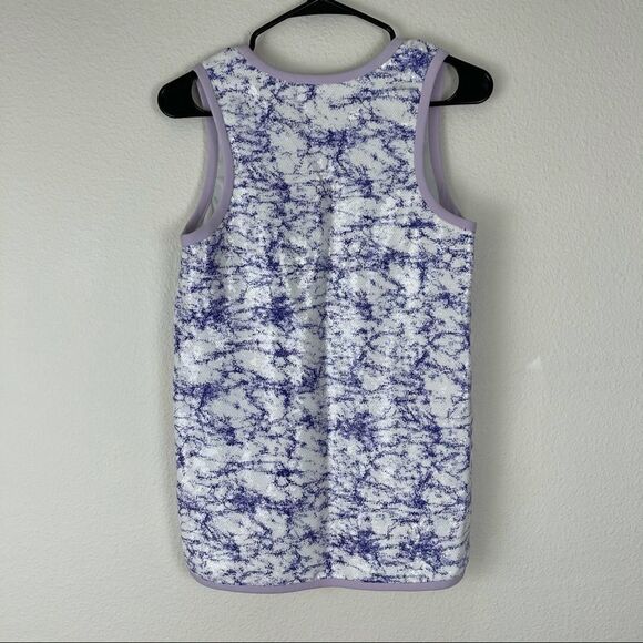 Diane Von Furstenberg Sequin Party Tie Dye Purple Tank Top Work Blouse Sz 4 - Picture 9 of 10
